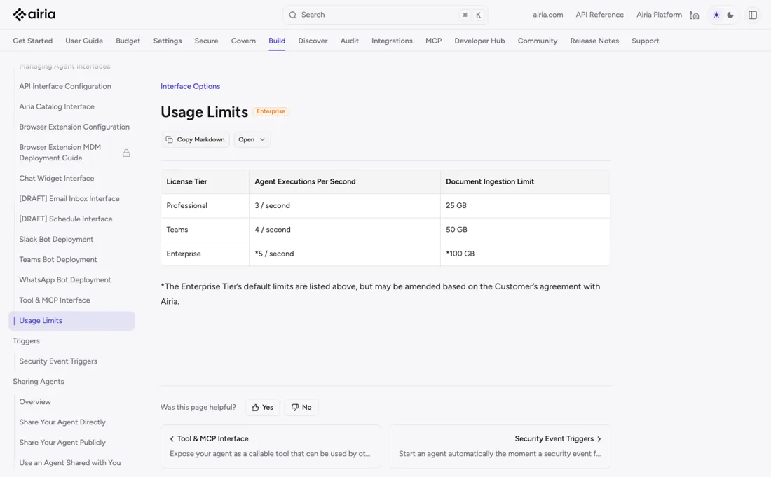 Airia pricing page