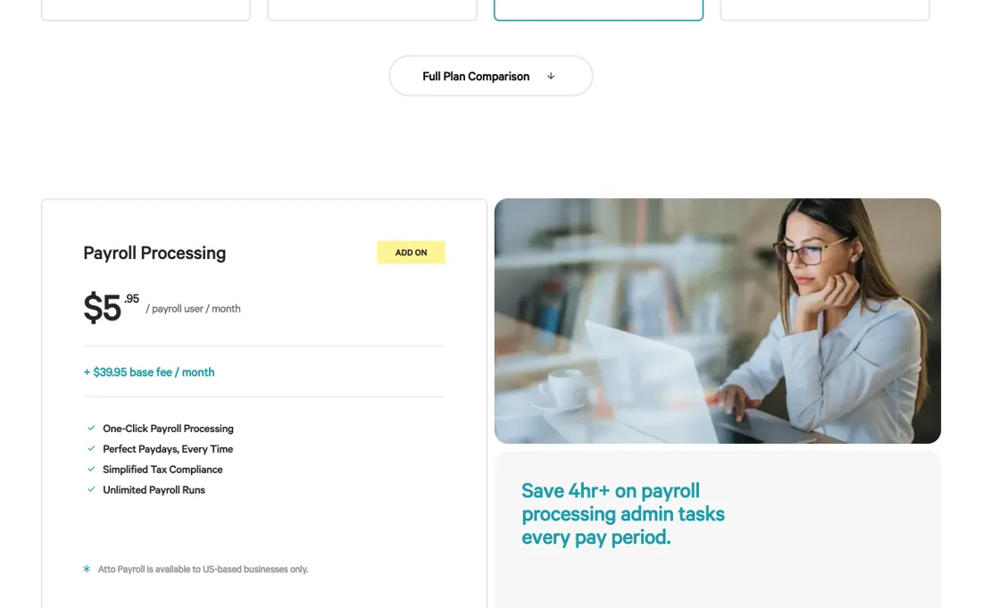 Atto pricing page