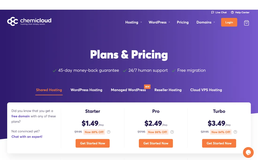 ChemiCloud pricing page