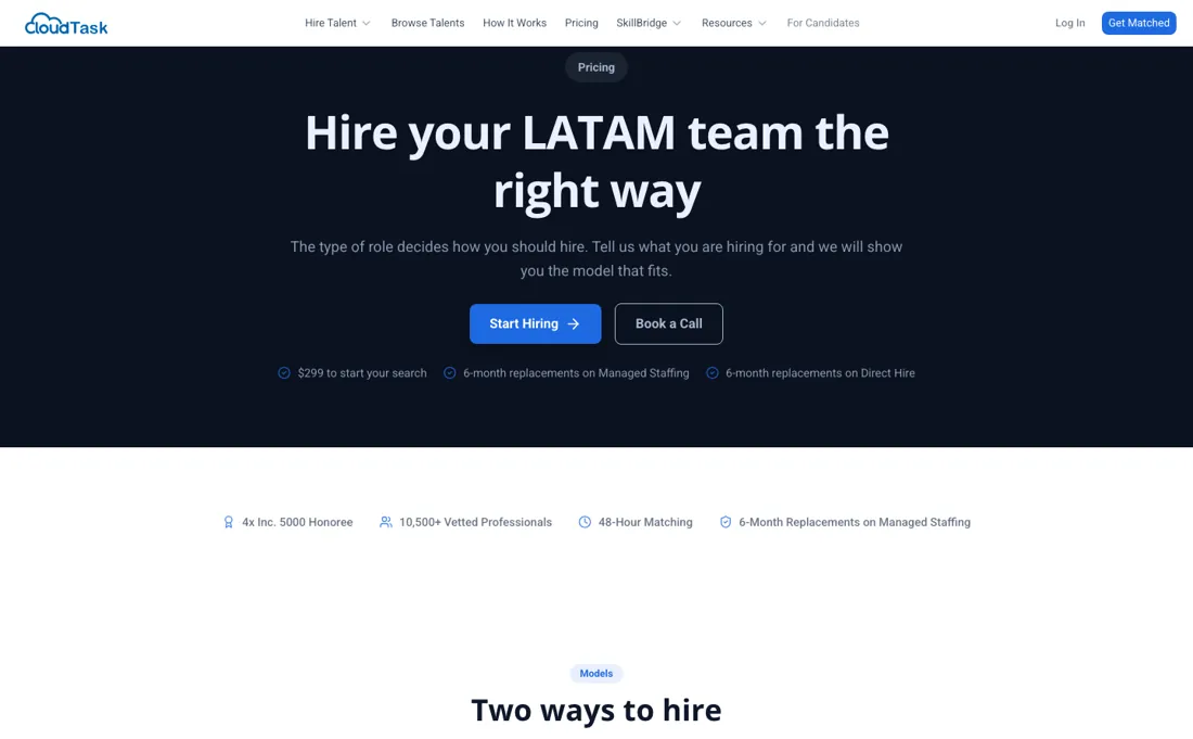 CloudTask pricing page