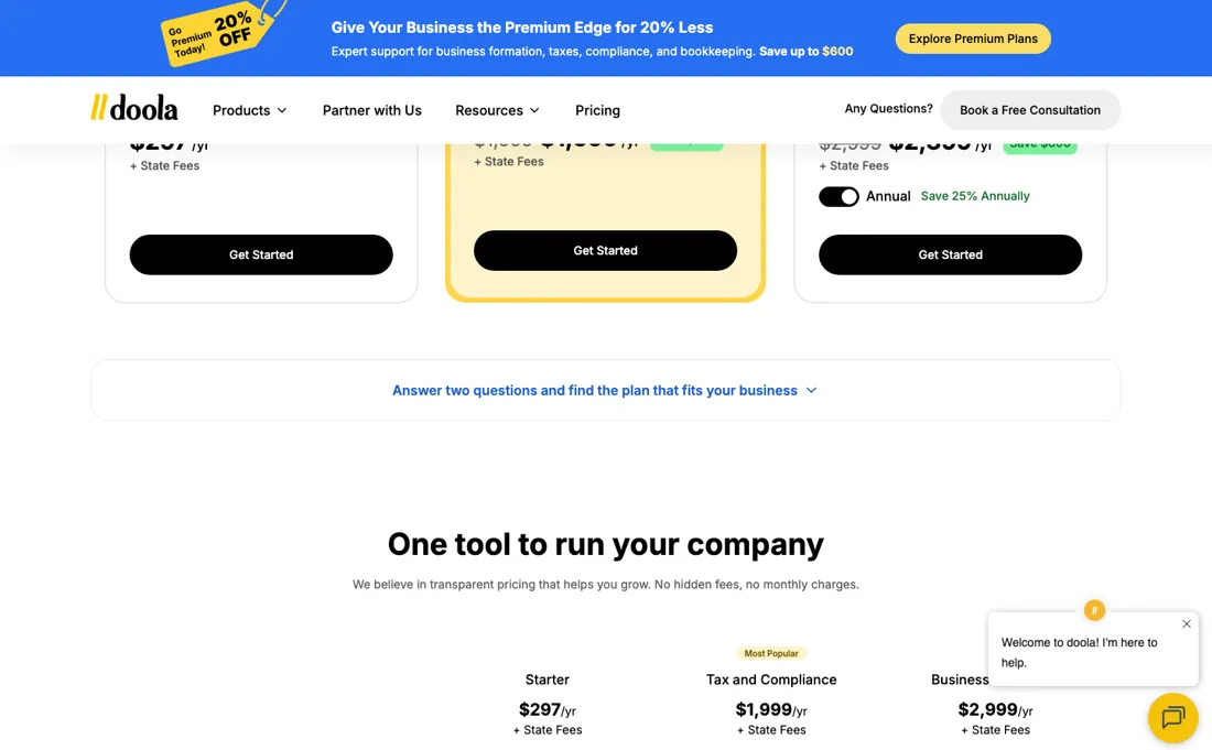 doola pricing page