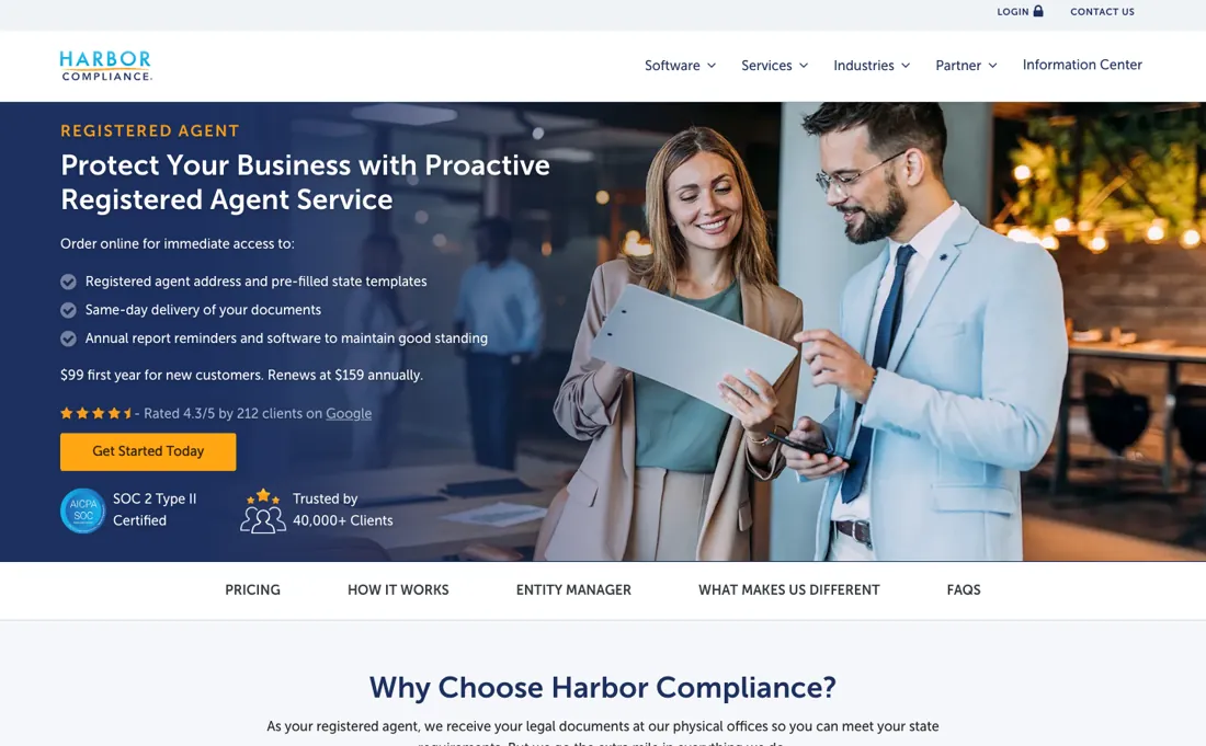 Harbor Compliance pricing page