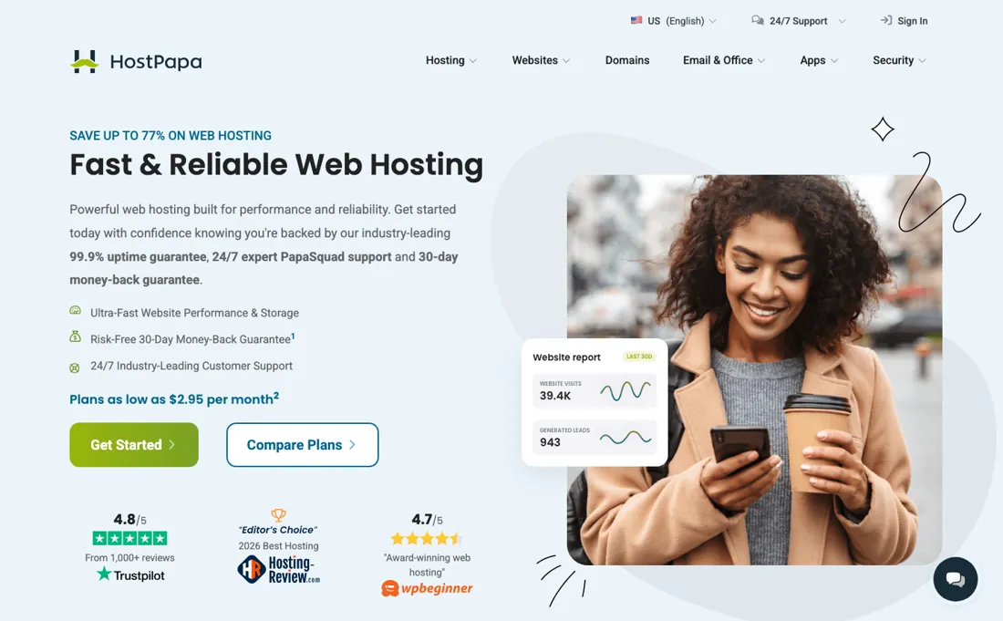 HostPapa pricing page