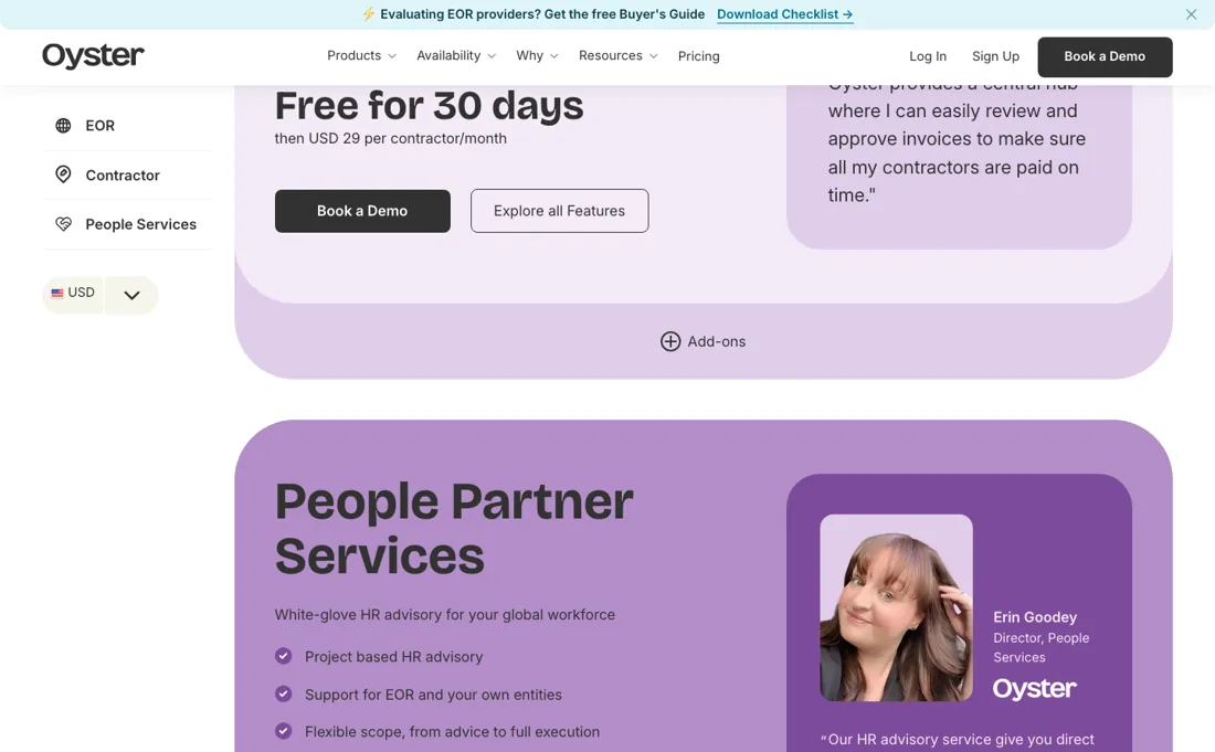 Oyster pricing page